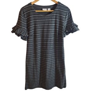 Tabitha Webb Dress Striped Coastal Ruffled Sleeve Mini Dress